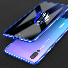 Custodia Lusso Alluminio Laterale Cover T02 per Huawei P20 Pro Blu