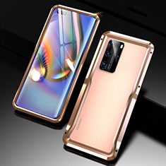 Custodia Lusso Alluminio Laterale Cover T02 per Huawei P40 Pro Oro