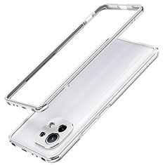 Custodia Lusso Alluminio Laterale Cover T02 per Xiaomi Mi 11 Lite 4G Argento