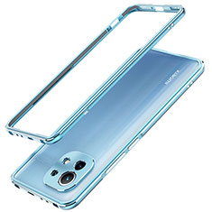 Custodia Lusso Alluminio Laterale Cover T02 per Xiaomi Mi 11 Lite 4G Blu