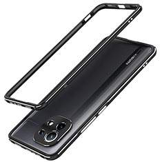 Custodia Lusso Alluminio Laterale Cover T02 per Xiaomi Mi 11 Lite 4G Nero