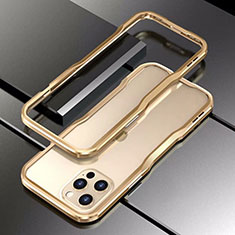 Custodia Lusso Alluminio Laterale Cover T03 per Apple iPhone 12 Pro Max Oro