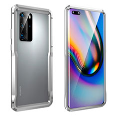 Custodia Lusso Alluminio Laterale Cover T03 per Huawei P40 Pro Argento