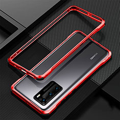Custodia Lusso Alluminio Laterale Cover T04 per Huawei P40 Rosso
