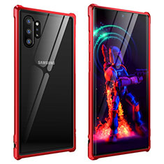 Custodia Lusso Alluminio Laterale Specchio 360 Gradi Cover G01 per Samsung Galaxy Note 10 Plus 5G Rosso