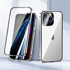 Custodia Lusso Alluminio Laterale Specchio 360 Gradi Cover LK1 per Apple iPhone 13 Pro Max Argento
