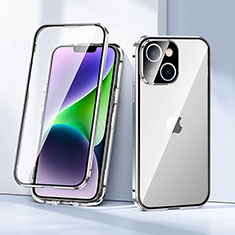 Custodia Lusso Alluminio Laterale Specchio 360 Gradi Cover LK1 per Apple iPhone 14 Plus Argento