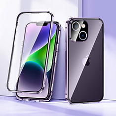 Custodia Lusso Alluminio Laterale Specchio 360 Gradi Cover LK1 per Apple iPhone 14 Plus Viola