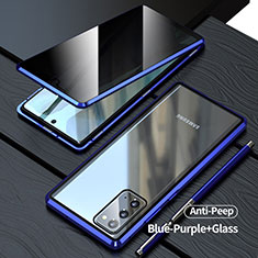 Custodia Lusso Alluminio Laterale Specchio 360 Gradi Cover LK1 per Samsung Galaxy Note 20 5G Blu