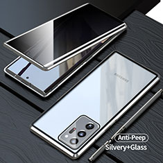 Custodia Lusso Alluminio Laterale Specchio 360 Gradi Cover LK1 per Samsung Galaxy Note 20 Ultra 5G Argento