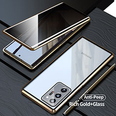 Custodia Lusso Alluminio Laterale Specchio 360 Gradi Cover LK1 per Samsung Galaxy Note 20 Ultra 5G Oro
