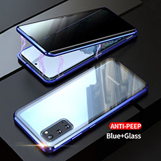 Custodia Lusso Alluminio Laterale Specchio 360 Gradi Cover LK1 per Samsung Galaxy S20 Blu