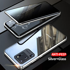 Custodia Lusso Alluminio Laterale Specchio 360 Gradi Cover LK1 per Samsung Galaxy S20 Ultra 5G Argento