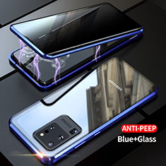 Custodia Lusso Alluminio Laterale Specchio 360 Gradi Cover LK1 per Samsung Galaxy S20 Ultra 5G Blu
