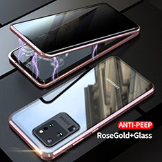Custodia Lusso Alluminio Laterale Specchio 360 Gradi Cover LK1 per Samsung Galaxy S20 Ultra Oro Rosa