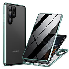 Custodia Lusso Alluminio Laterale Specchio 360 Gradi Cover LK1 per Samsung Galaxy S22 Ultra 5G Verde