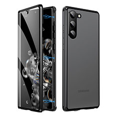 Custodia Lusso Alluminio Laterale Specchio 360 Gradi Cover LK1 per Samsung Galaxy S23 Plus 5G Nero