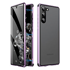 Custodia Lusso Alluminio Laterale Specchio 360 Gradi Cover LK1 per Samsung Galaxy S23 Plus 5G Viola