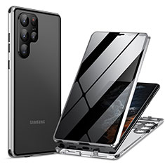 Custodia Lusso Alluminio Laterale Specchio 360 Gradi Cover LK1 per Samsung Galaxy S23 Ultra 5G Argento