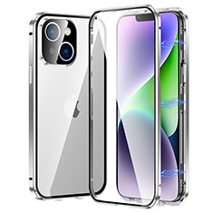 Custodia Lusso Alluminio Laterale Specchio 360 Gradi Cover LK2 per Apple iPhone 14 Plus Argento