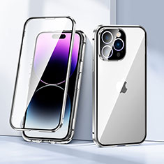 Custodia Lusso Alluminio Laterale Specchio 360 Gradi Cover LK2 per Apple iPhone 14 Pro Argento