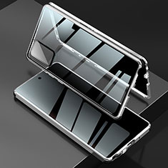 Custodia Lusso Alluminio Laterale Specchio 360 Gradi Cover LK2 per Samsung Galaxy Note 20 5G Argento