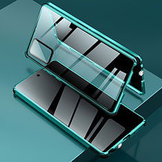 Custodia Lusso Alluminio Laterale Specchio 360 Gradi Cover LK2 per Samsung Galaxy Note 20 5G Verde