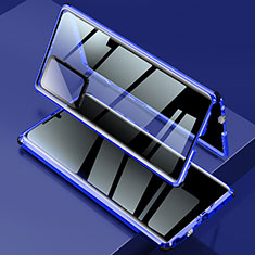 Custodia Lusso Alluminio Laterale Specchio 360 Gradi Cover LK2 per Samsung Galaxy Note 20 Ultra 5G Blu