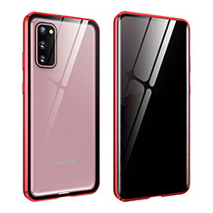 Custodia Lusso Alluminio Laterale Specchio 360 Gradi Cover LK2 per Samsung Galaxy S20 5G Rosso