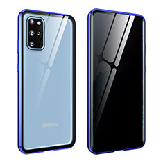 Custodia Lusso Alluminio Laterale Specchio 360 Gradi Cover LK2 per Samsung Galaxy S20 Plus 5G Blu