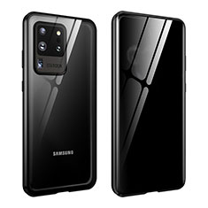 Custodia Lusso Alluminio Laterale Specchio 360 Gradi Cover LK2 per Samsung Galaxy S20 Ultra 5G Nero