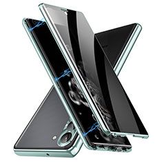 Custodia Lusso Alluminio Laterale Specchio 360 Gradi Cover LK2 per Samsung Galaxy S22 Plus 5G Verde