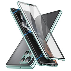 Custodia Lusso Alluminio Laterale Specchio 360 Gradi Cover LK2 per Samsung Galaxy S23 Ultra 5G Verde