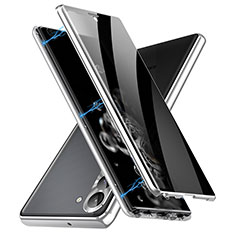 Custodia Lusso Alluminio Laterale Specchio 360 Gradi Cover LK2 per Samsung Galaxy S24 5G Argento