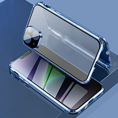 Custodia Lusso Alluminio Laterale Specchio 360 Gradi Cover LK3 per Apple iPhone 13 Blu