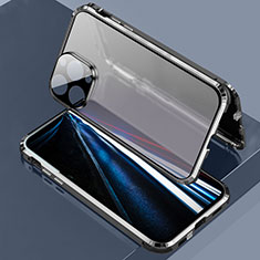 Custodia Lusso Alluminio Laterale Specchio 360 Gradi Cover LK3 per Apple iPhone 13 Pro Nero