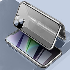 Custodia Lusso Alluminio Laterale Specchio 360 Gradi Cover LK3 per Apple iPhone 14 Argento