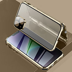 Custodia Lusso Alluminio Laterale Specchio 360 Gradi Cover LK3 per Apple iPhone 14 Plus Oro