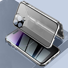Custodia Lusso Alluminio Laterale Specchio 360 Gradi Cover LK3 per Apple iPhone 14 Pro Argento