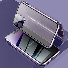 Custodia Lusso Alluminio Laterale Specchio 360 Gradi Cover LK3 per Apple iPhone 14 Pro Max Viola