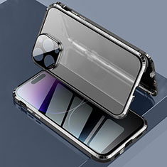 Custodia Lusso Alluminio Laterale Specchio 360 Gradi Cover LK3 per Apple iPhone 14 Pro Nero