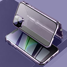 Custodia Lusso Alluminio Laterale Specchio 360 Gradi Cover LK3 per Apple iPhone 14 Viola