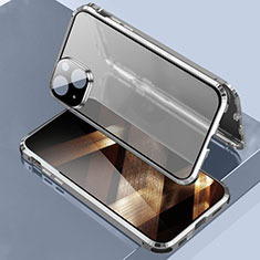 Custodia Lusso Alluminio Laterale Specchio 360 Gradi Cover LK3 per Apple iPhone 15 Argento