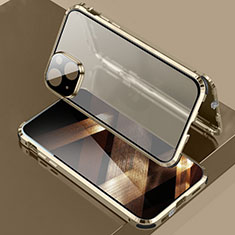 Custodia Lusso Alluminio Laterale Specchio 360 Gradi Cover LK3 per Apple iPhone 15 Oro