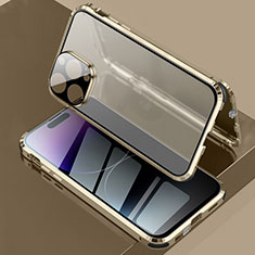 Custodia Lusso Alluminio Laterale Specchio 360 Gradi Cover LK3 per Apple iPhone 15 Pro Oro