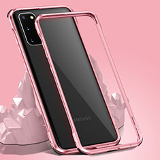 Custodia Lusso Alluminio Laterale Specchio 360 Gradi Cover LK3 per Samsung Galaxy S20 Plus 5G Oro Rosa