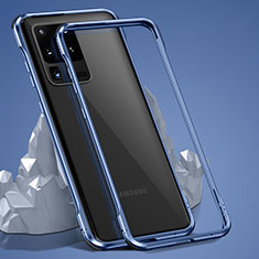 Custodia Lusso Alluminio Laterale Specchio 360 Gradi Cover LK3 per Samsung Galaxy S20 Ultra 5G Blu