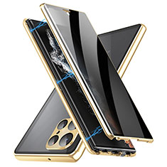 Custodia Lusso Alluminio Laterale Specchio 360 Gradi Cover LK3 per Samsung Galaxy S24 Ultra 5G Oro