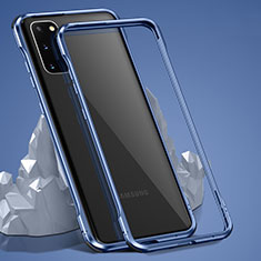 Custodia Lusso Alluminio Laterale Specchio 360 Gradi Cover LK4 per Samsung Galaxy S20 Blu