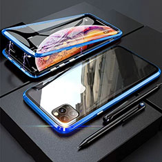 Custodia Lusso Alluminio Laterale Specchio 360 Gradi Cover M01 per Apple iPhone 11 Pro Blu